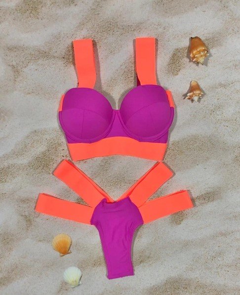 Fancy Bikini Wide elastic details on the sides semi-wire w/ double fab