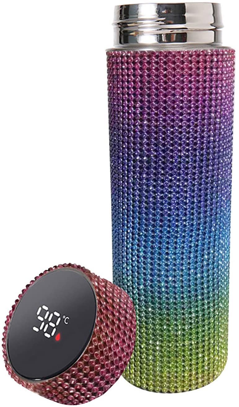 Diva Flex Luxury Rhinestone thermal 304 Stainless Steel Led Thermos Di