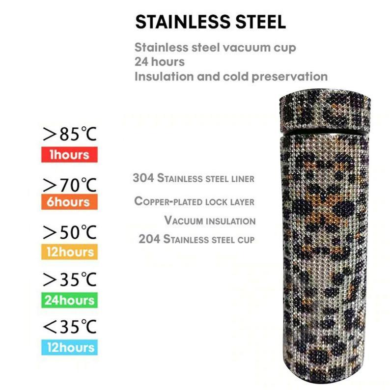 Diva Flex Luxury Rhinestone thermal 304 Stainless Steel Led Thermos Di